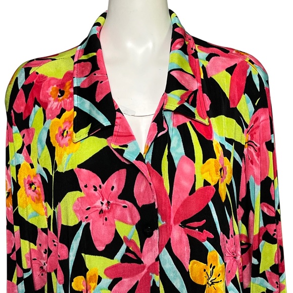 Vikki Vi Liquid Knit Slinky Cardigan Top Jacket Size 3x Pink Floral Print Plus - Picture 4 of 11